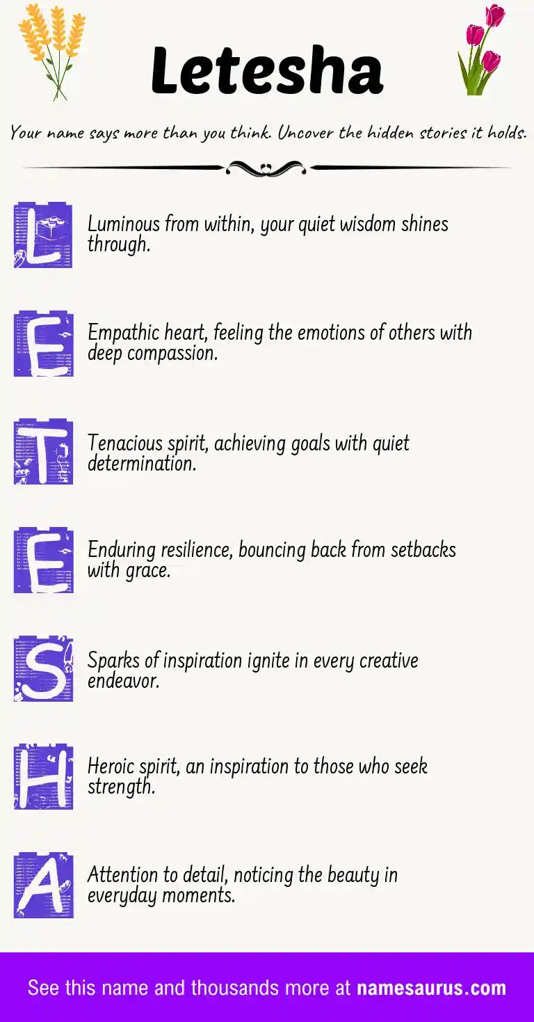 Acrostic poem about Letesha.