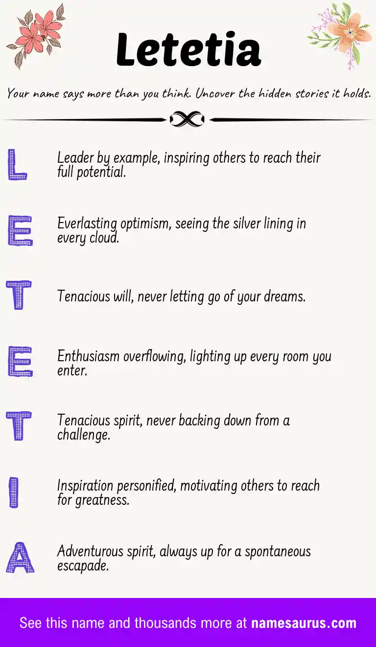 Acrostic poem about Letetia.