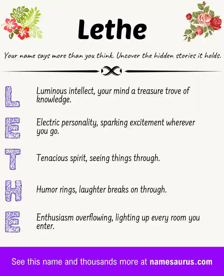 Acrostic poem about Lethe.