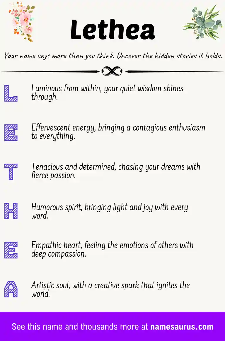 Acrostic poem about Lethea.