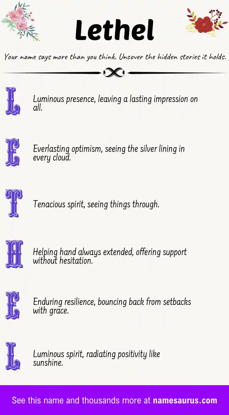 Acrostic poem about Lethel.