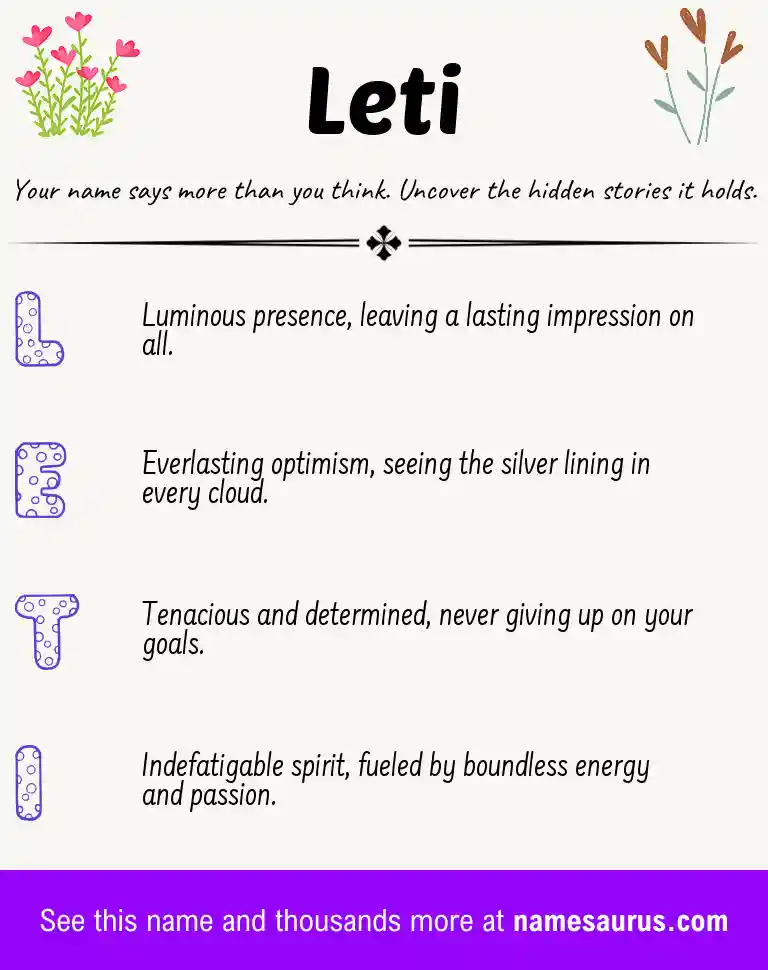Acrostic poem about Leti.