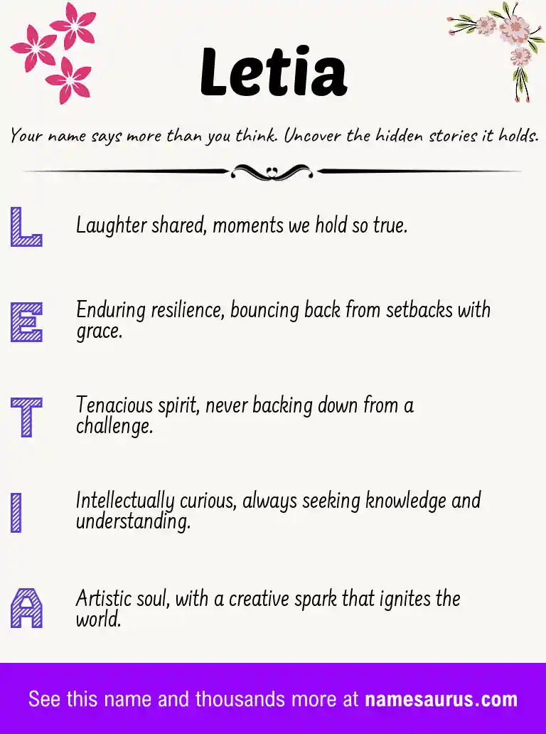 Acrostic poem about Letia.