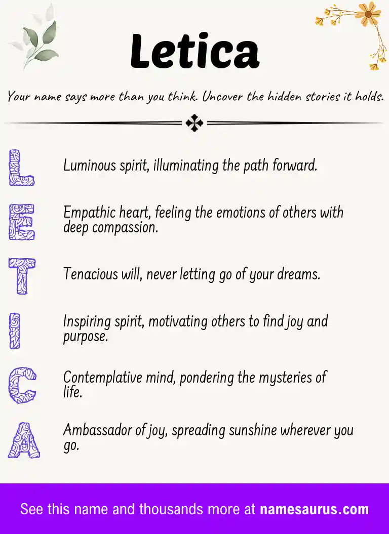 Acrostic poem about Letica.