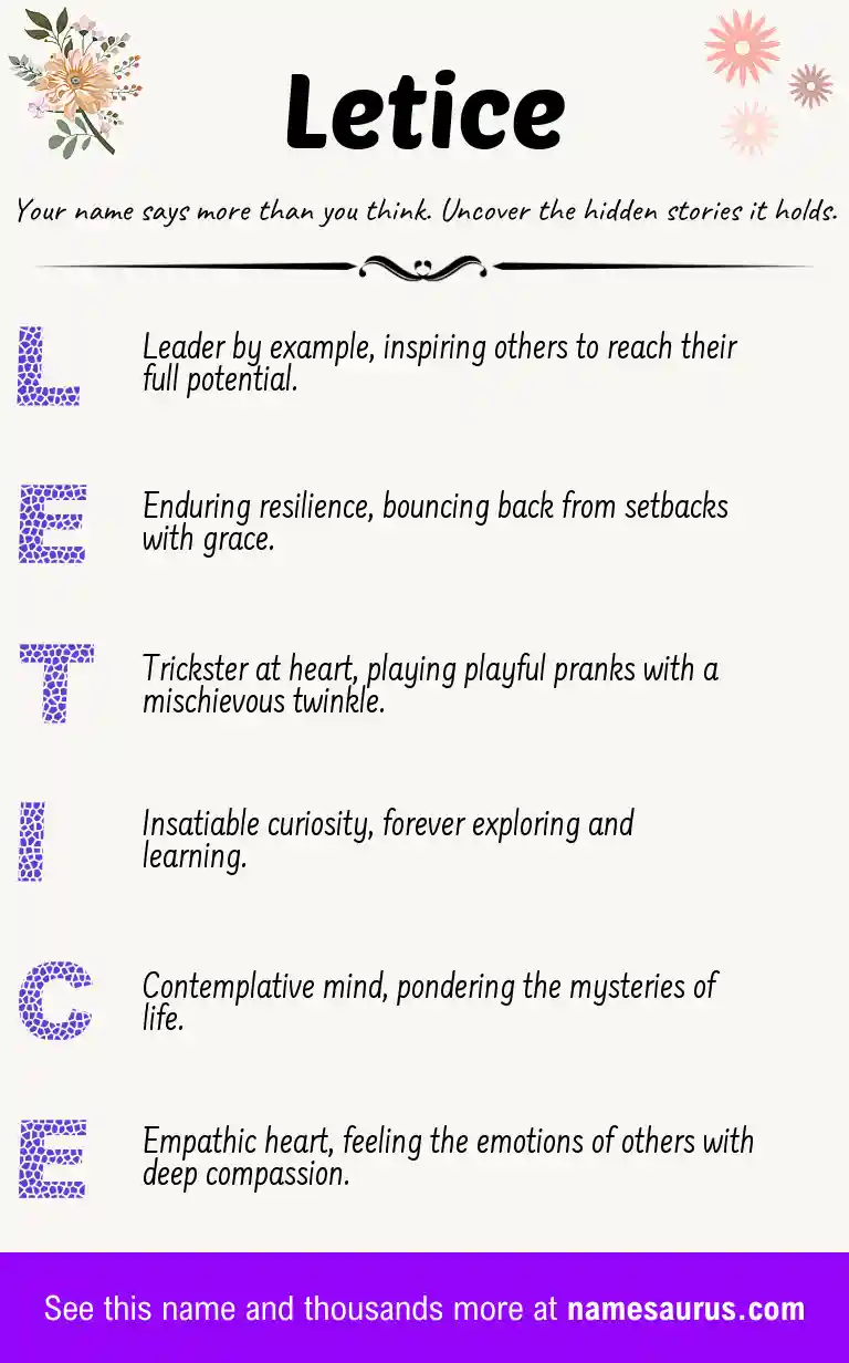 Acrostic poem about Letice.