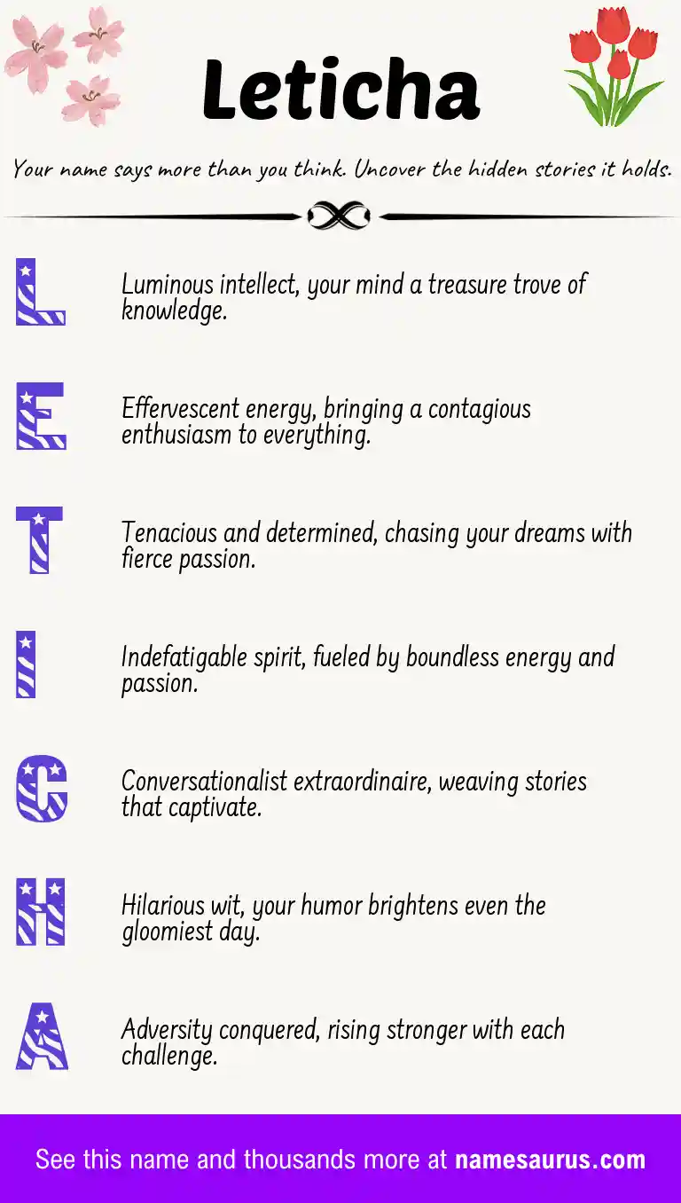 Acrostic poem about Leticha.