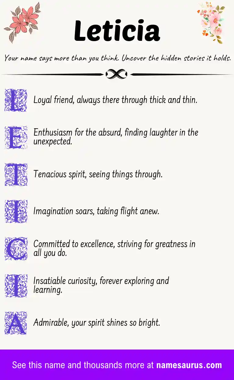 Acrostic poem about Leticia.
