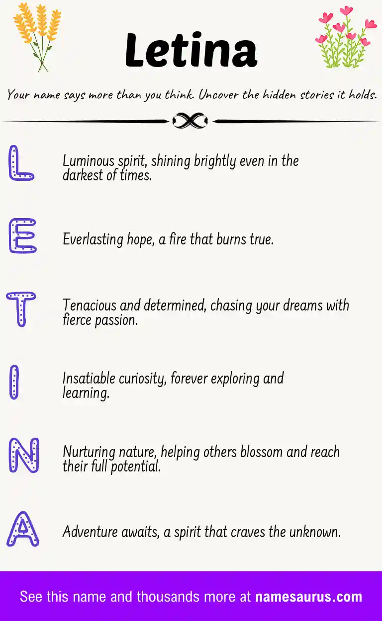 Acrostic poem about Letina.