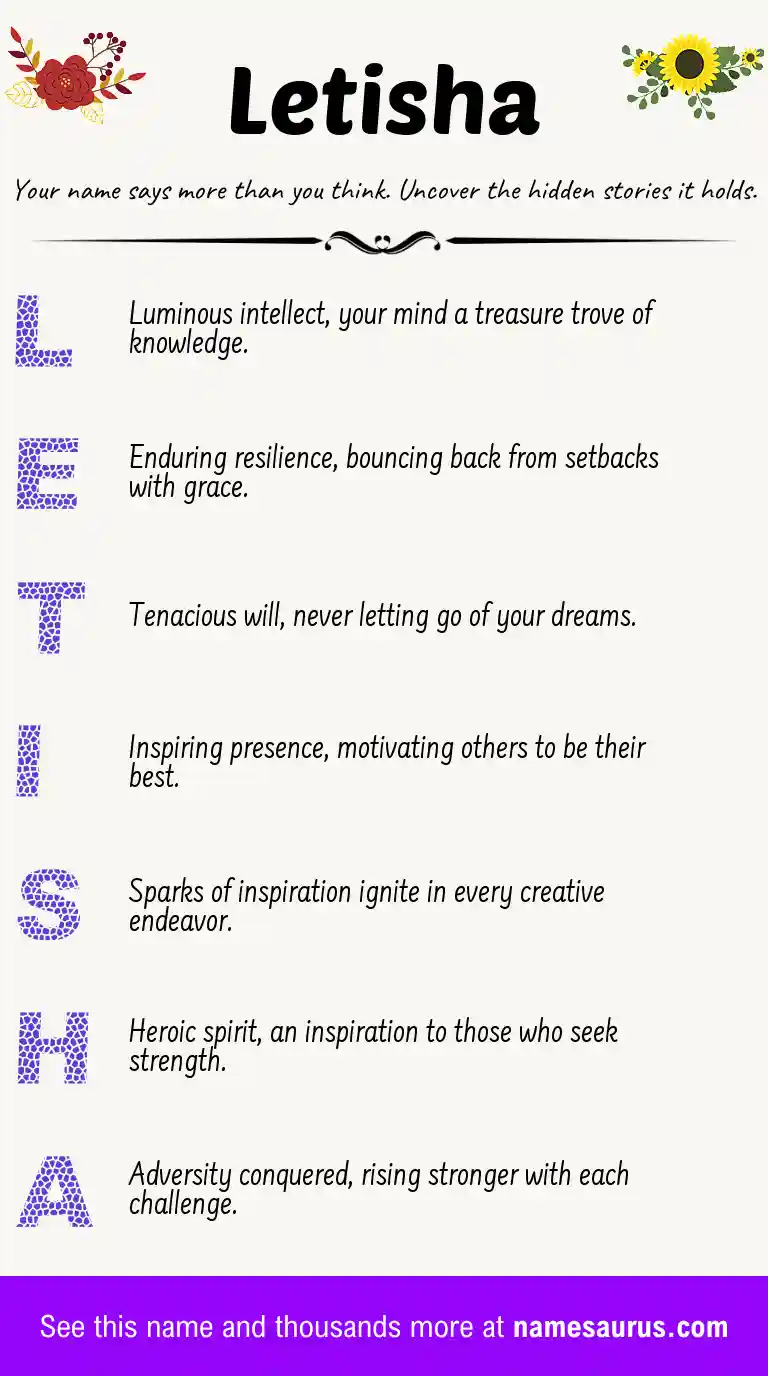 Acrostic poem about Letisha.