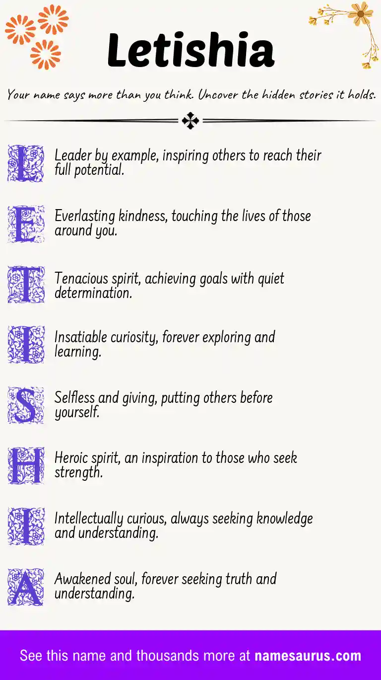 Acrostic poem about Letishia.