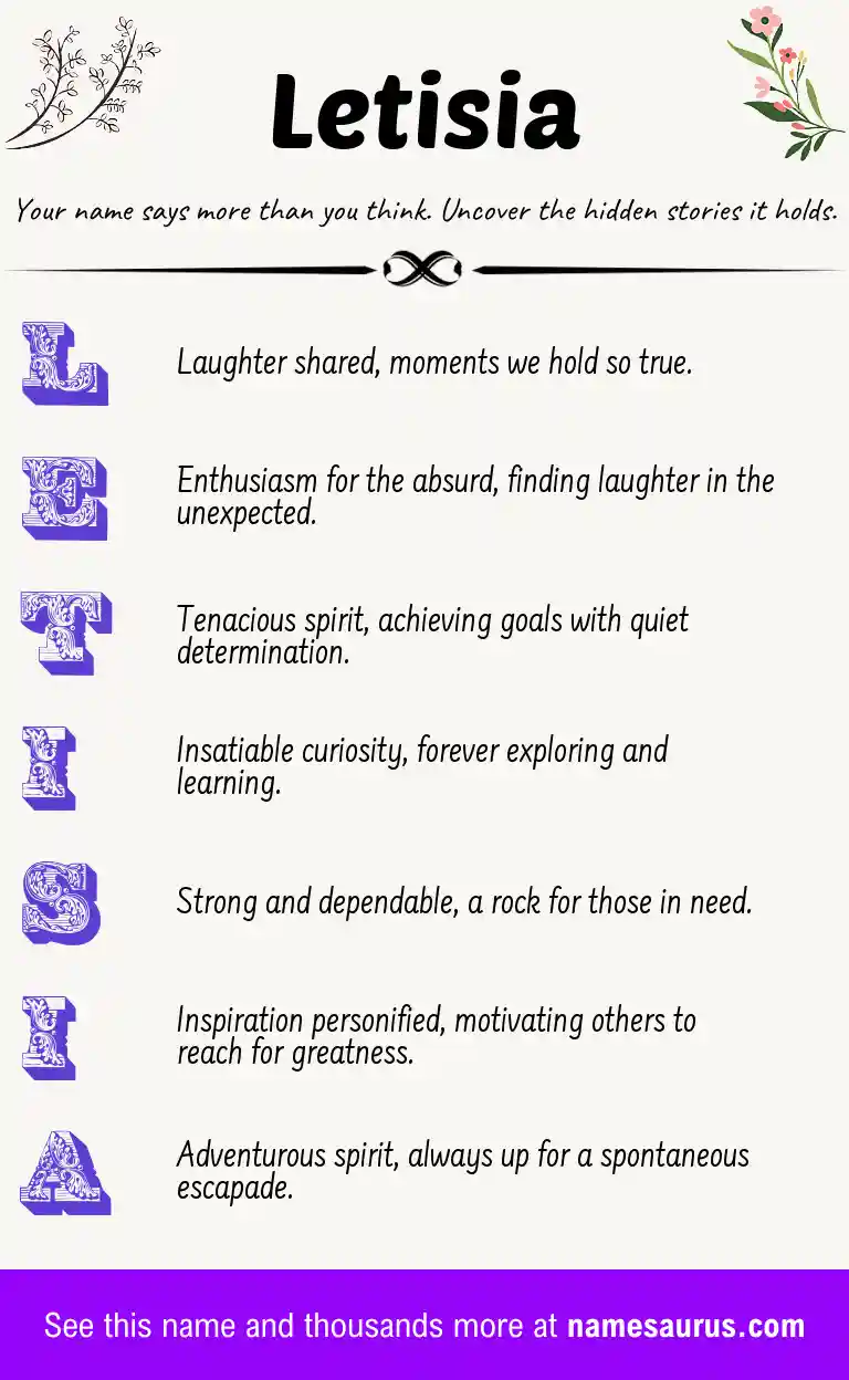 Acrostic poem about Letisia.