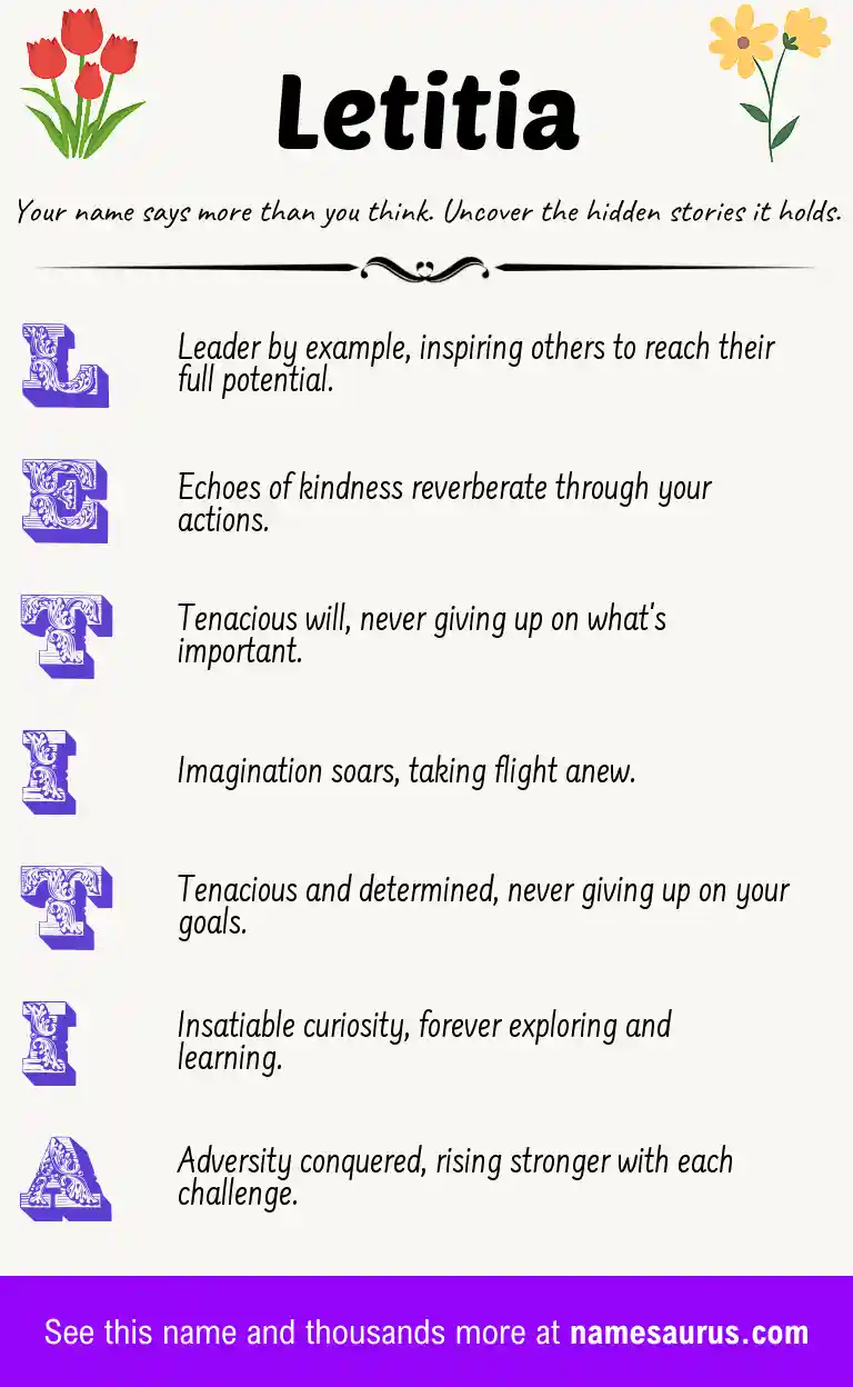 Acrostic poem about Letitia.