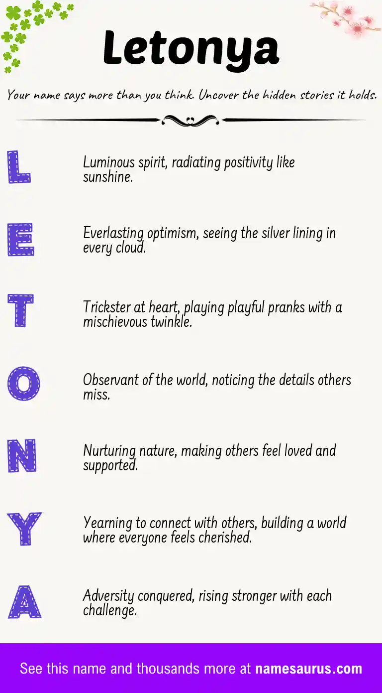 Acrostic poem about Letonya.