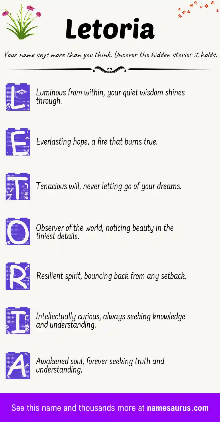 Acrostic poem about Letoria.