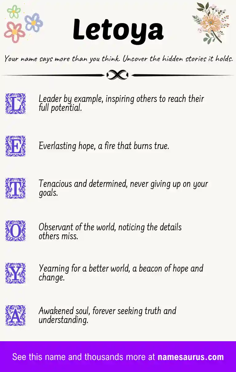 Acrostic poem about Letoya.