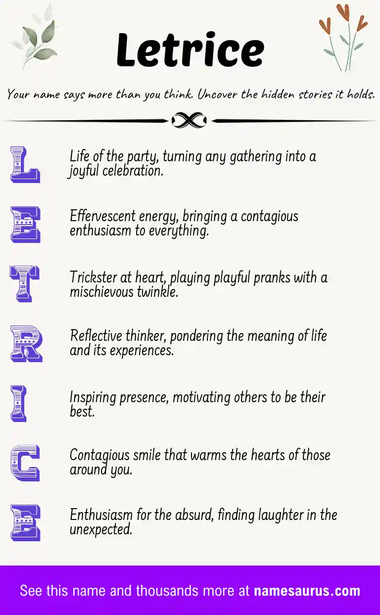 Acrostic poem about Letrice.