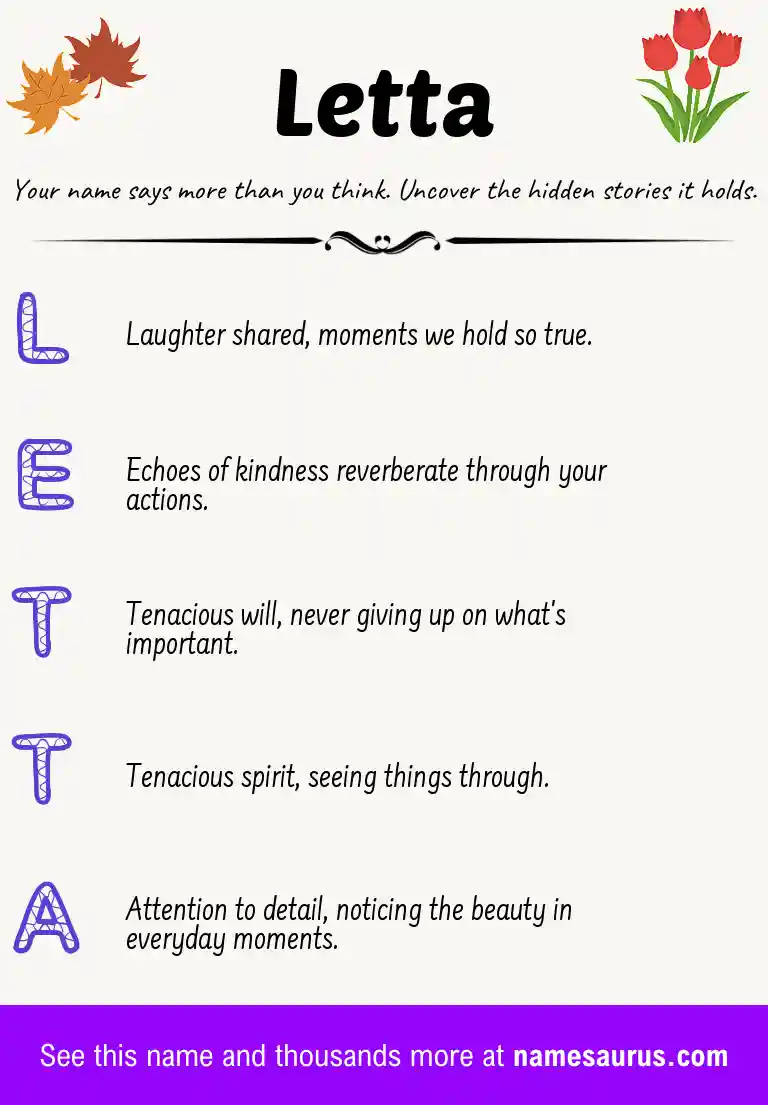 Acrostic poem about Letta.