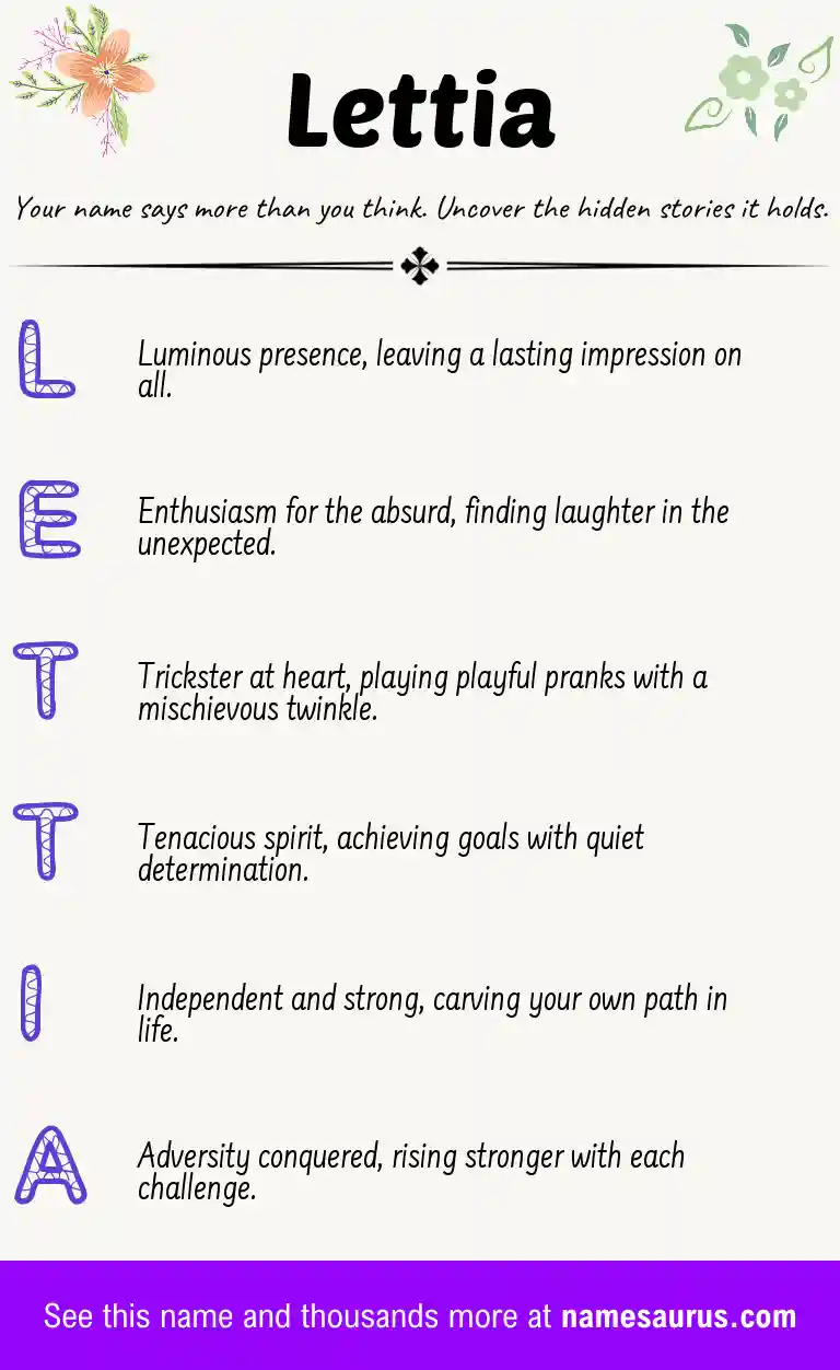 Acrostic poem about Lettia.