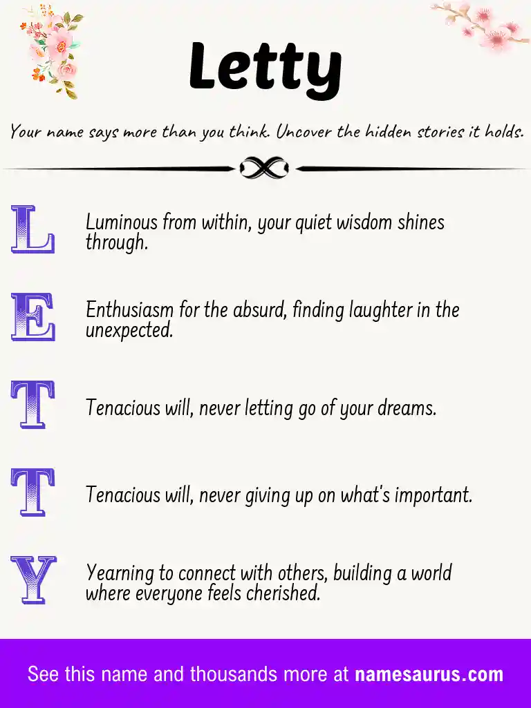 Acrostic poem about Letty.