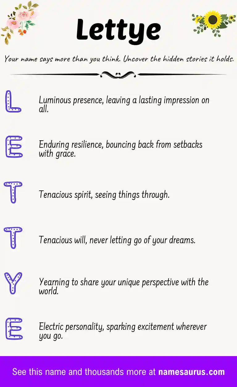 Acrostic poem about Lettye.