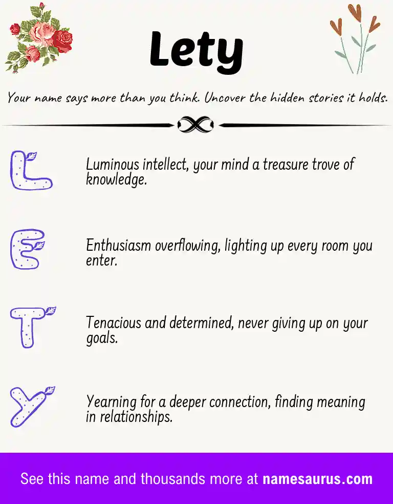 Acrostic poem about Lety.
