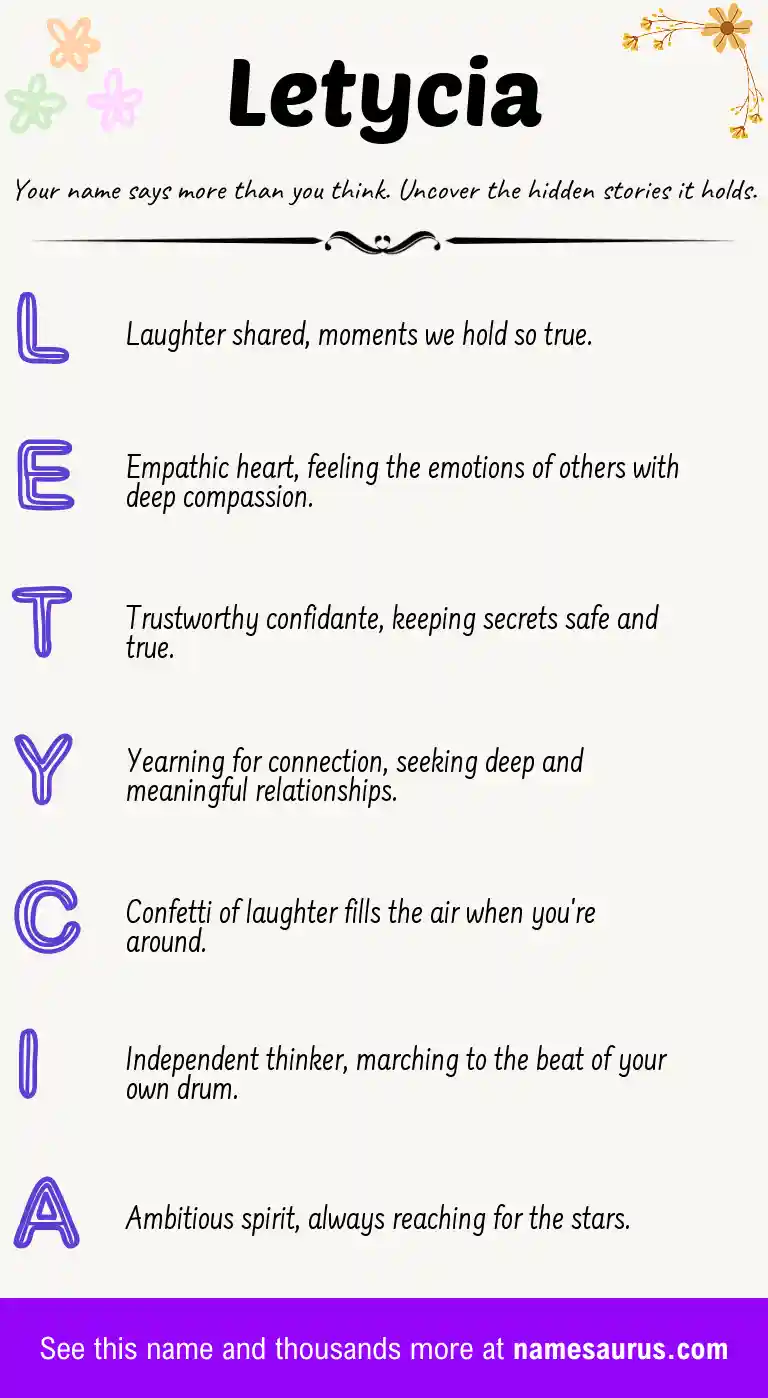 Acrostic poem about Letycia.