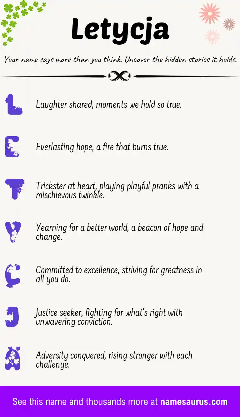 Acrostic poem about Letycja.