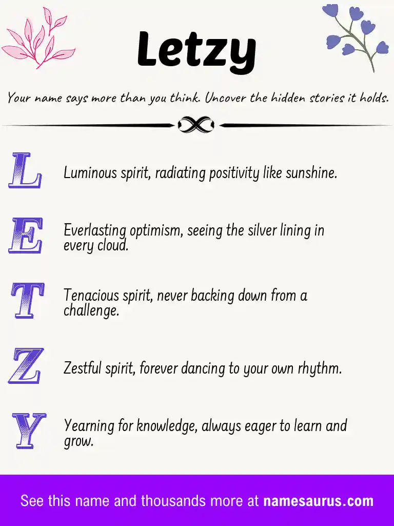 Acrostic poem about Letzy.