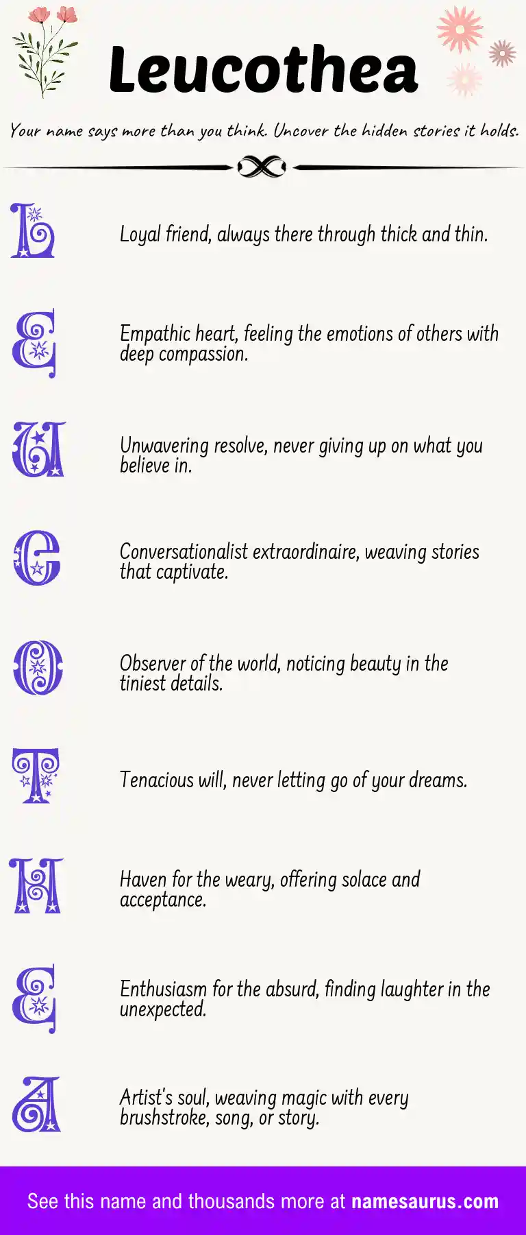Acrostic poem about Leucothea.