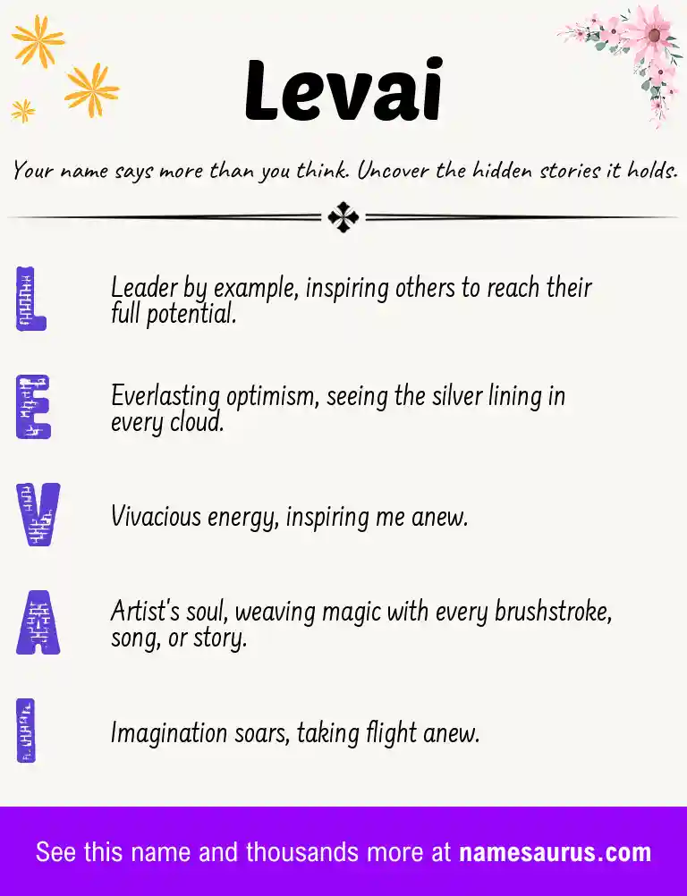 Acrostic poem about Levai.