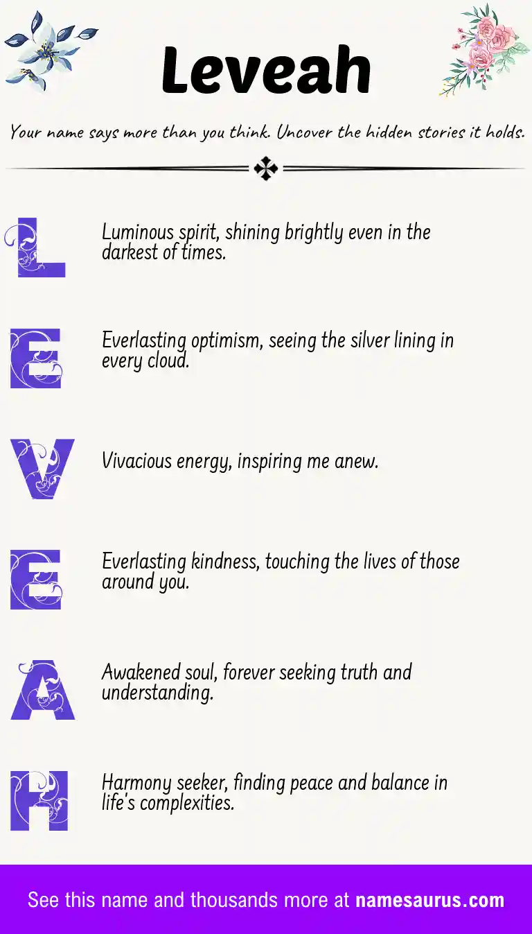 Acrostic poem about Leveah.