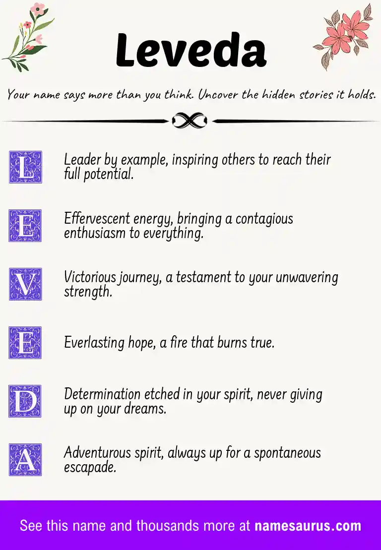 Acrostic poem about Leveda.