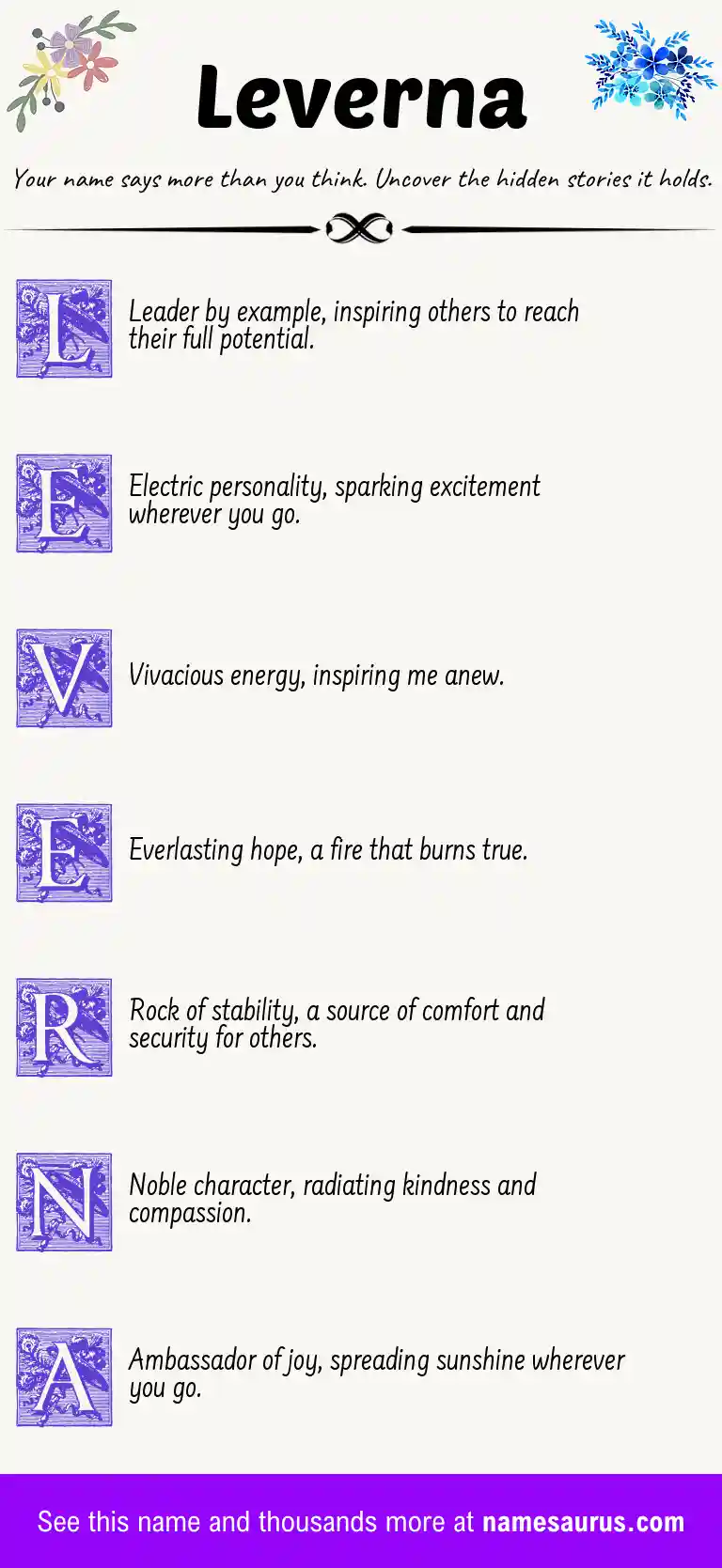 Acrostic poem about Leverna.
