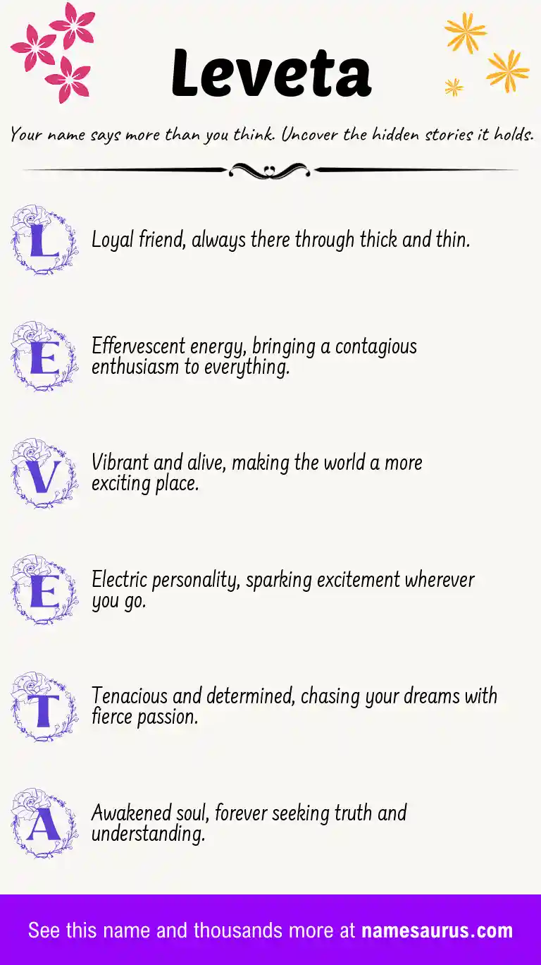 Acrostic poem about Leveta.