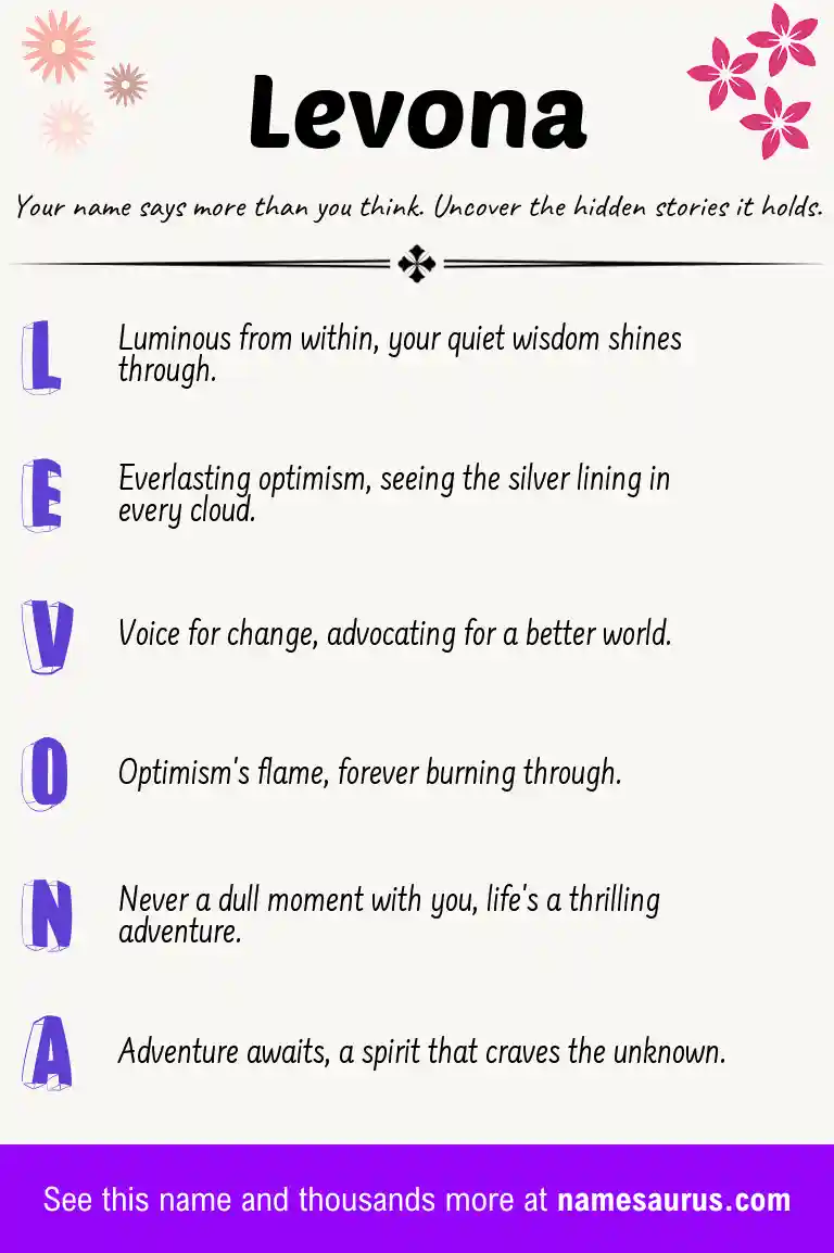 Acrostic poem about Levona.