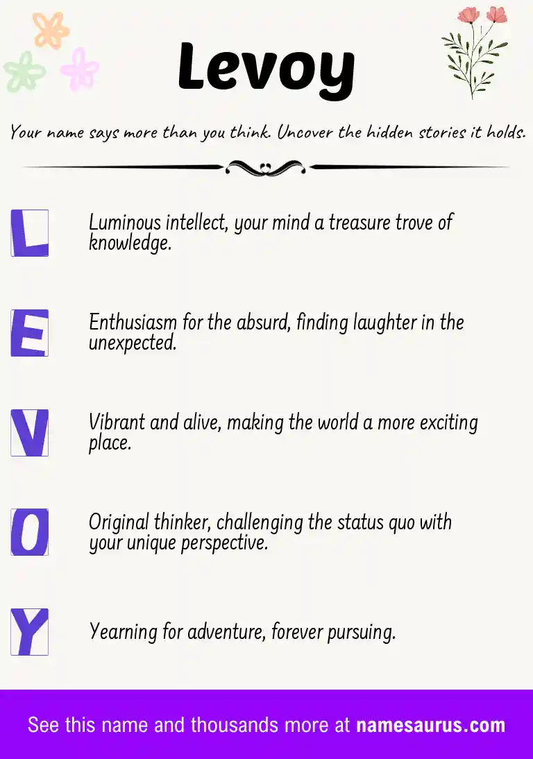 Acrostic poem about Levoy.