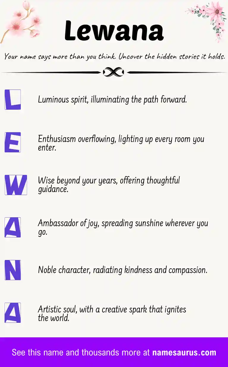 Acrostic poem about Lewana.