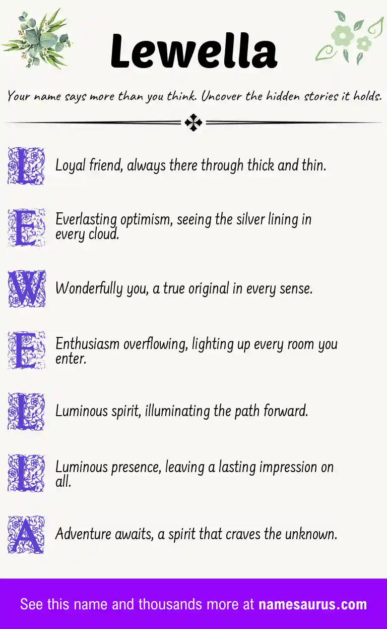 Acrostic poem about Lewella.