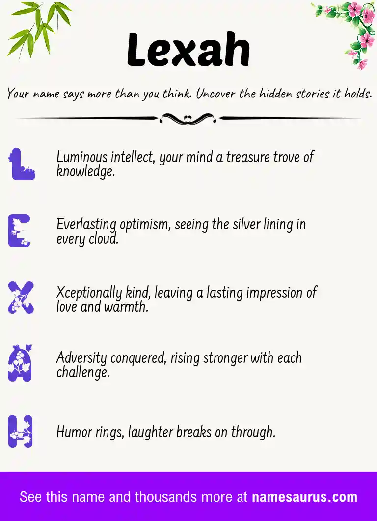 Acrostic poem about Lexah.