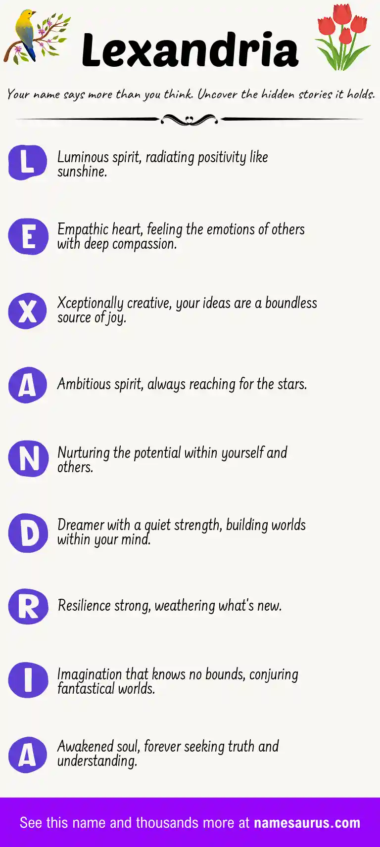 Acrostic poem about Lexandria.