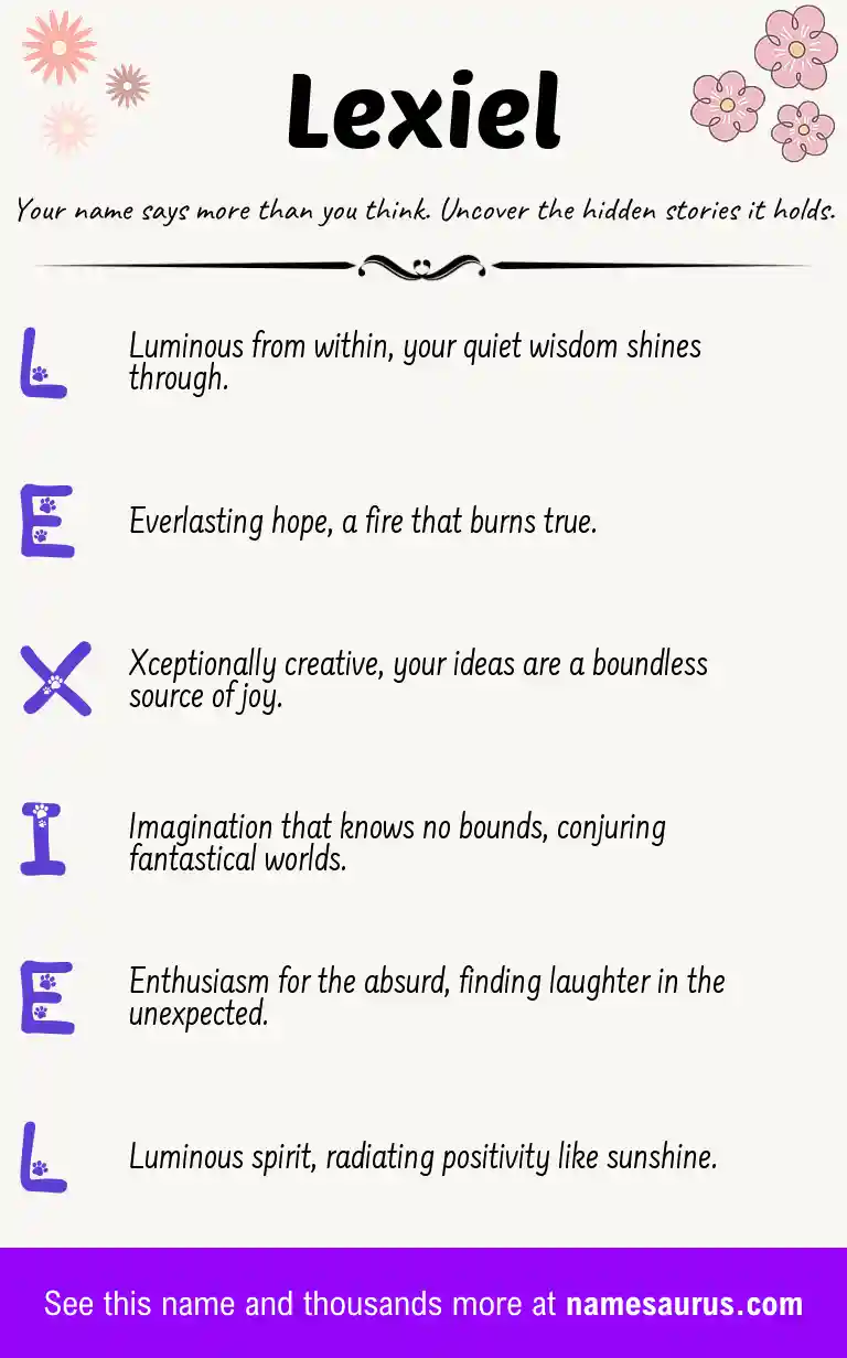 Acrostic poem about Lexiel.