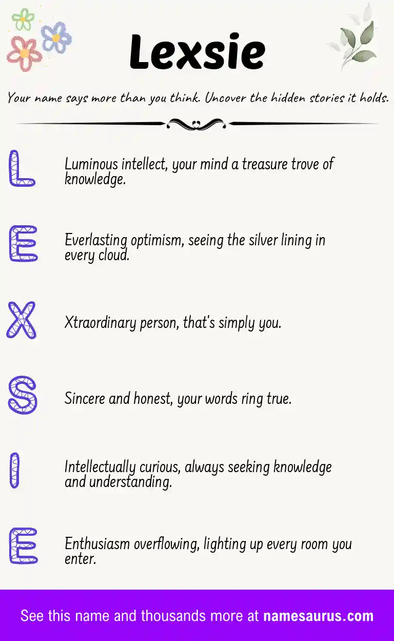 Acrostic poem about Lexsie.