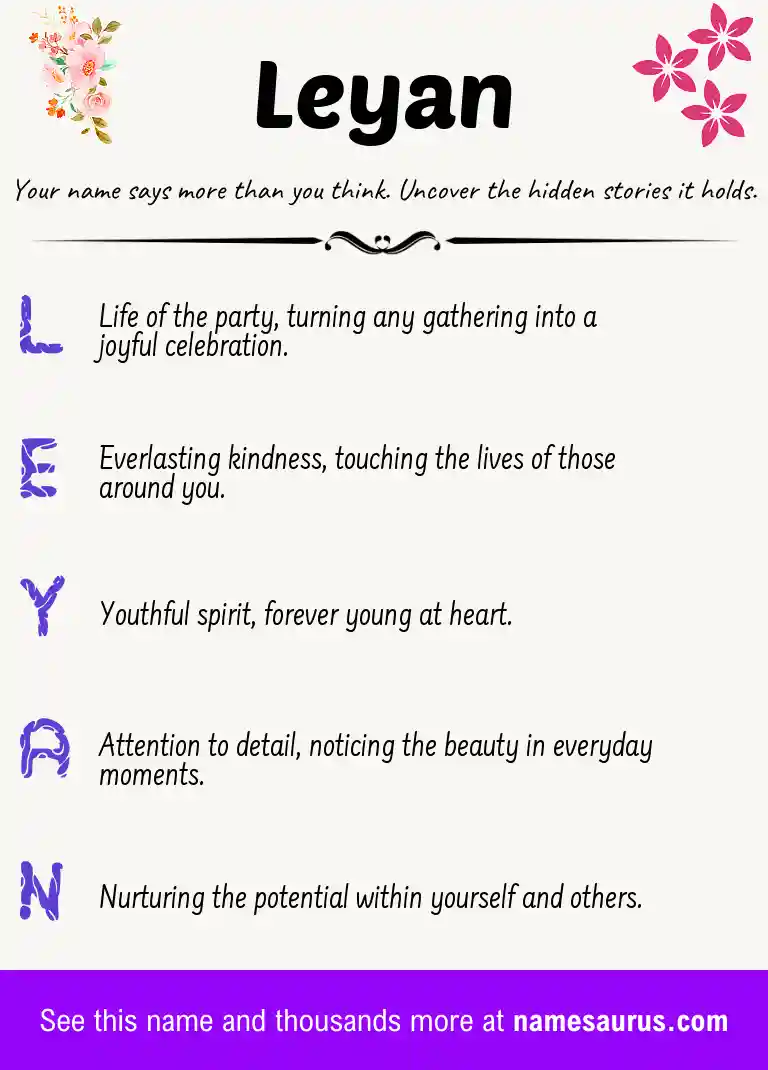 Acrostic poem about Leyan.