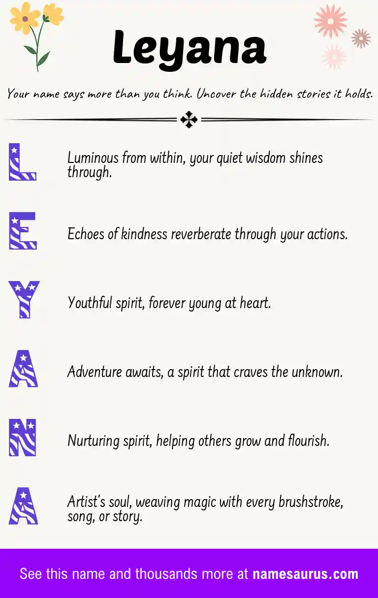 Acrostic poem about Leyana.