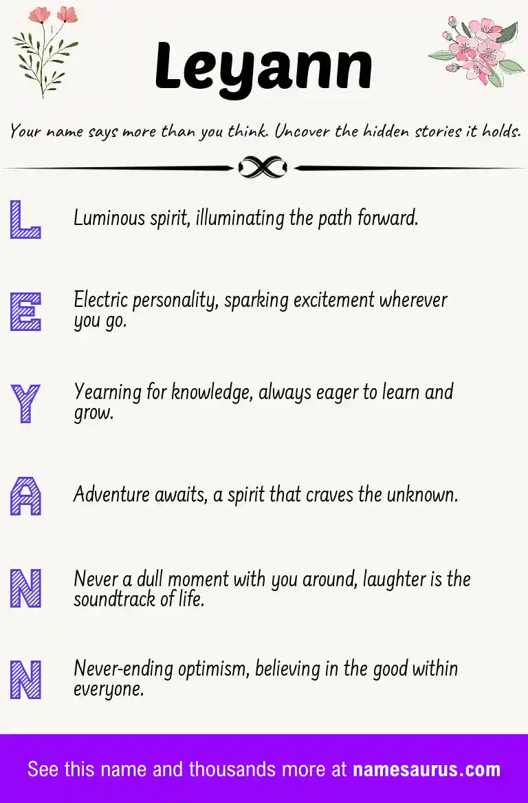 Acrostic poem about Leyann.