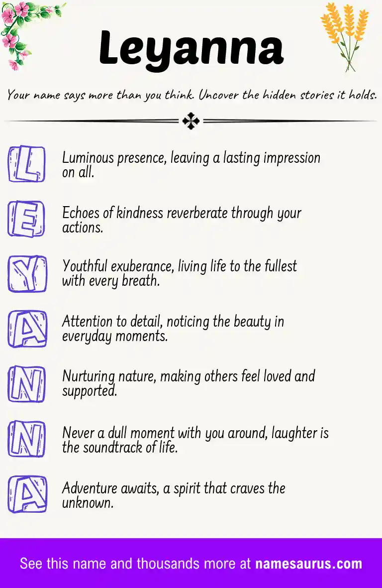 Acrostic poem about Leyanna.