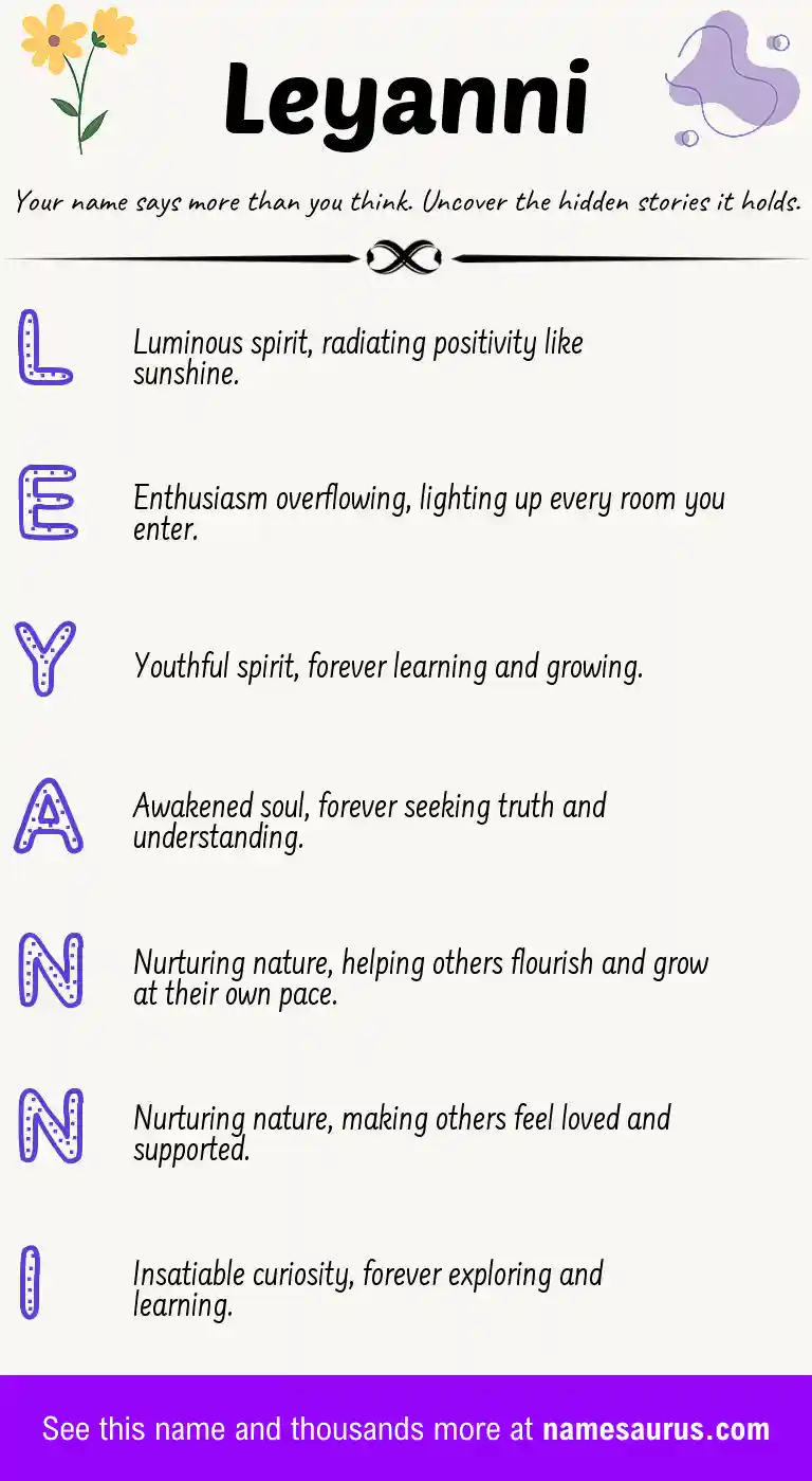 Acrostic poem about Leyanni.