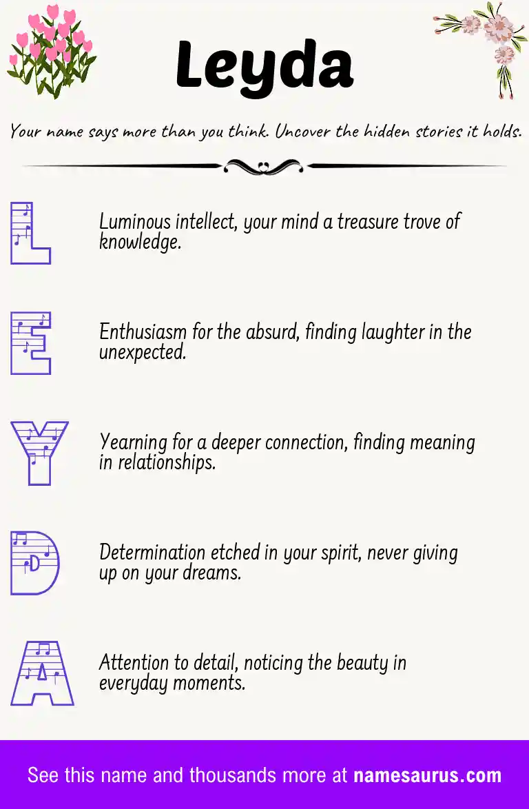 Acrostic poem about Leyda.