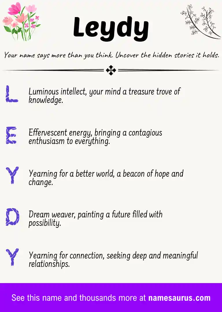 Acrostic poem about Leydy.