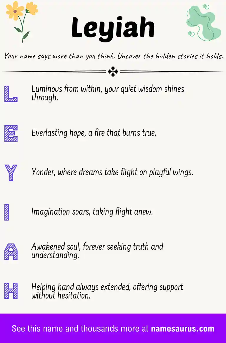Acrostic poem about Leyiah.